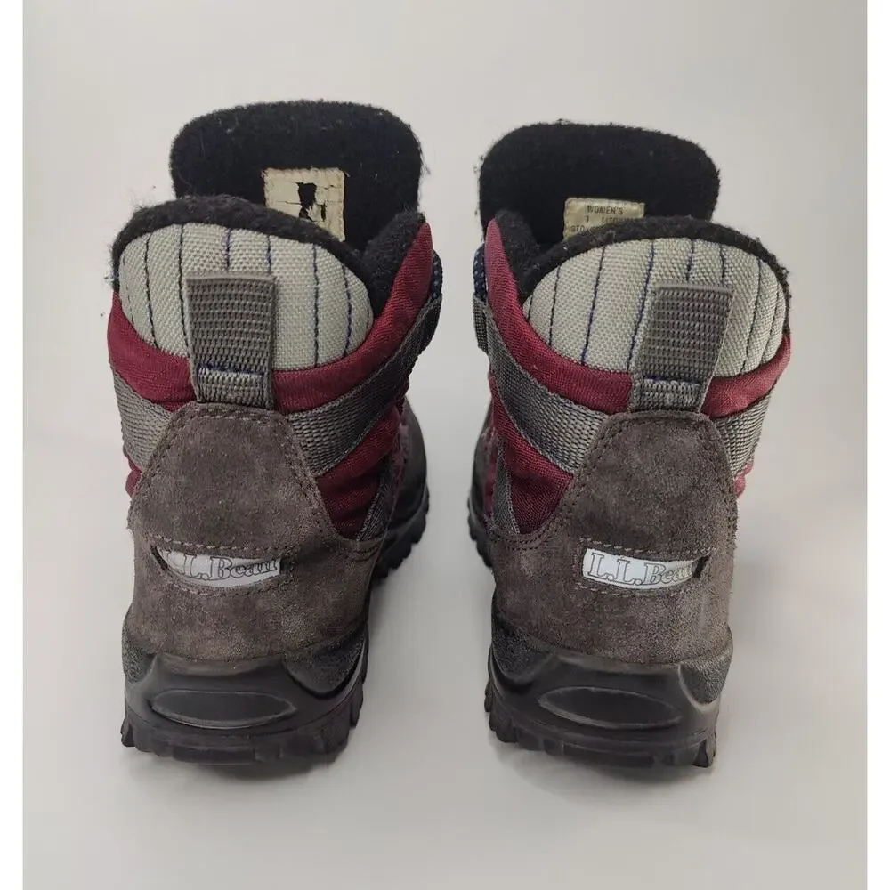 Vintage L.L bean Gray burgundy boots womens sz 7
